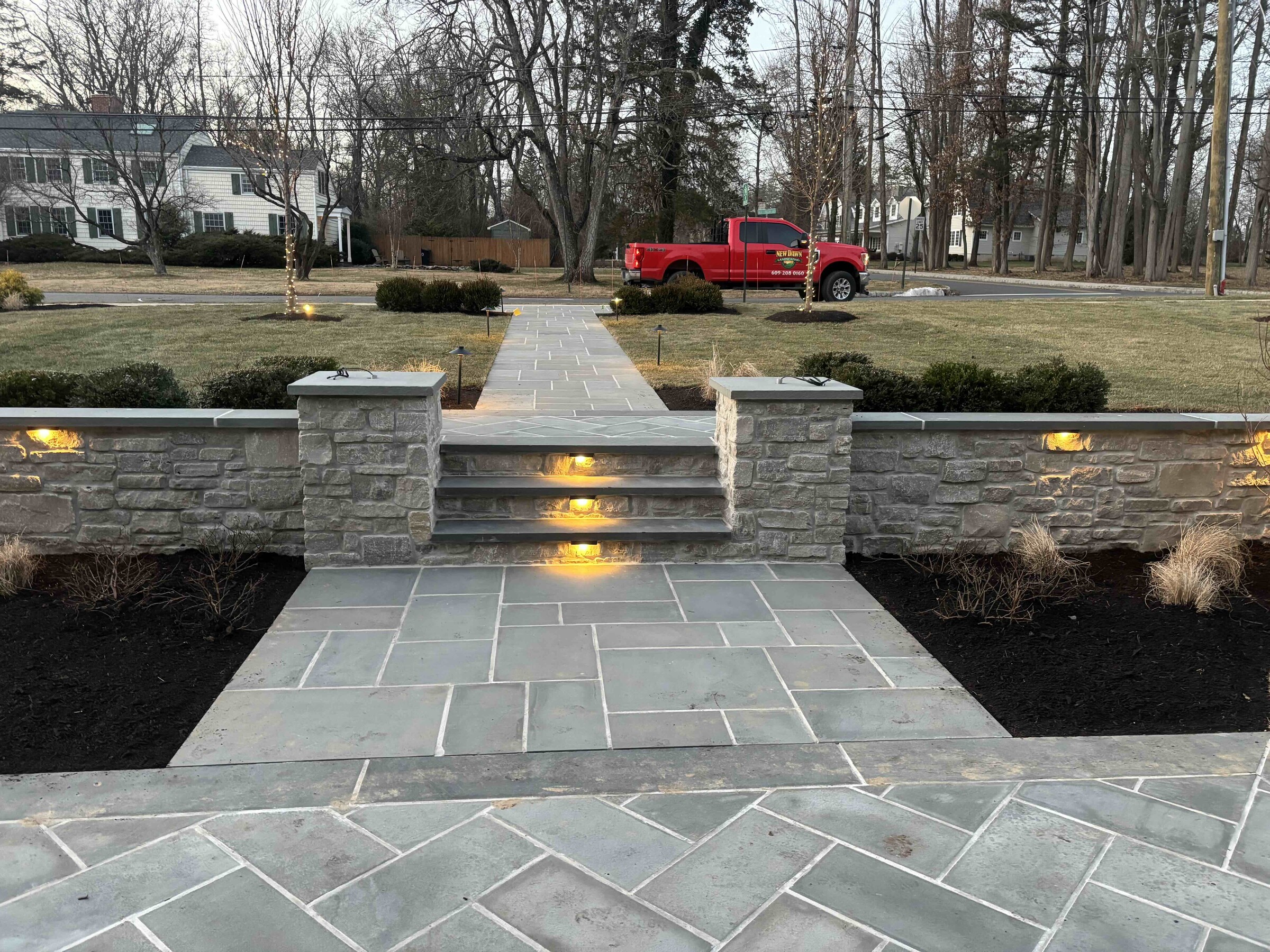 Hardscape work in Mercer County, NJ by New Dawn Landscaping.