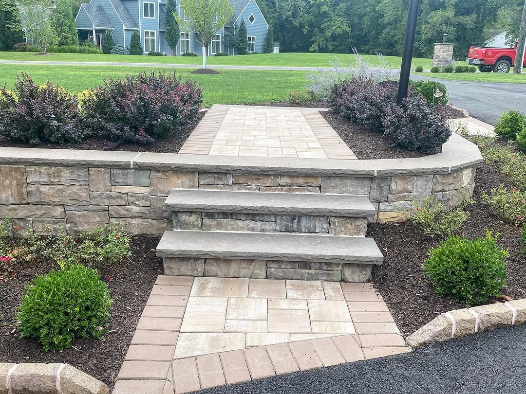 Landscaping and hardscape project in Mercer County, NJ by New Dawn Landscaping.