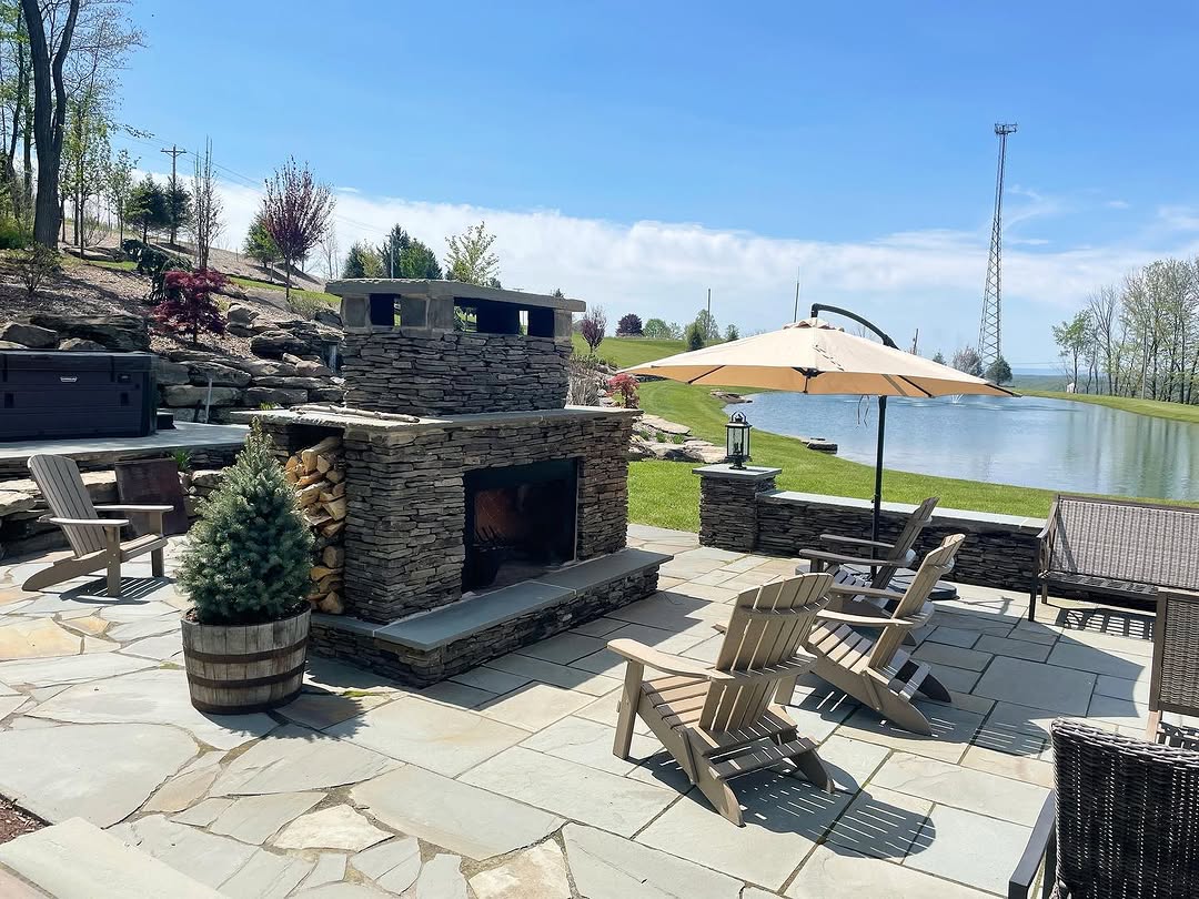 Landscaping and hardscape project in Mercer County, NJ by New Dawn Landscaping.